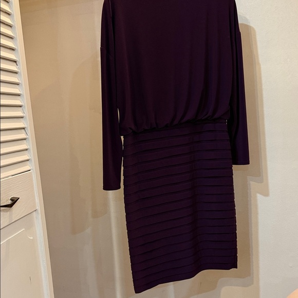 Adrianna Papell Deep Purple Long Sleeve Dress - Picture 3 of 9